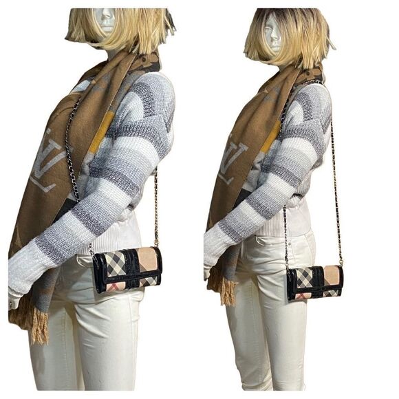 BURBERRY Nova Check Pvc/Patent Leather Wallet to Crossbody Bag 💼 - Picture 3 of 17